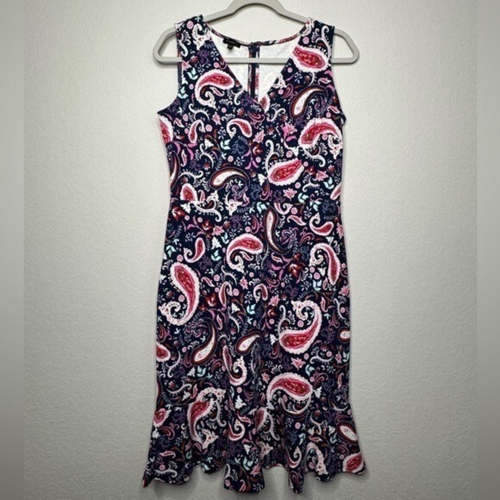 Talbots Flounce Hem Fit & Flare Dress Watercolor‎ Paisley- Sz S